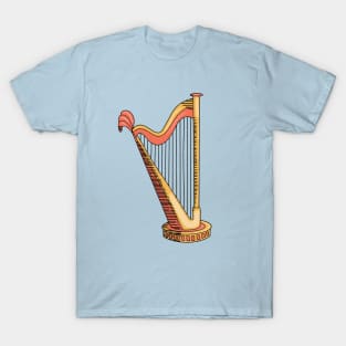 Harp Hand Drawn Line Art Musical Instrument T-Shirt